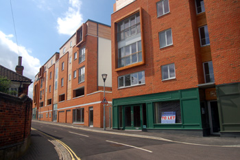Looking down Castle Lane to the site of the Golden Eagle May 2009